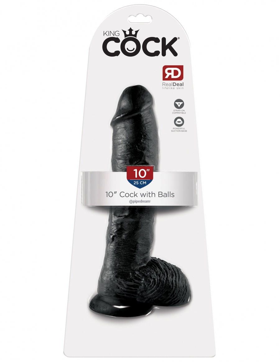 King Cock 10" Cock (with suction cup) - Black