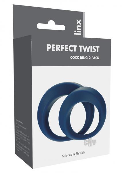 Linx Perfect Twist Cock Ring Set Blue Os