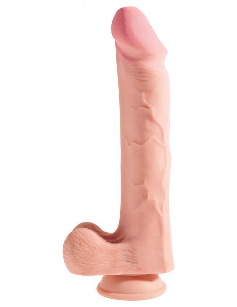 King Cock Triple Density - Huge 12" Dildo with Balls - Beige