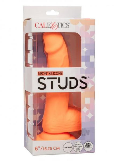 Silicone Studs 6 inch neon orange silicone dildo