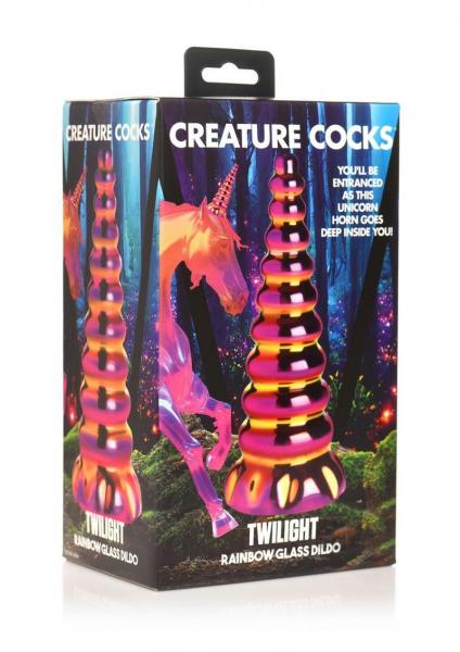 Twilight rainbow glass dildo