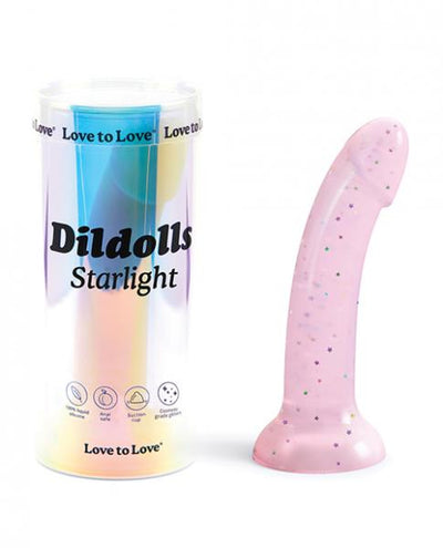 Love to Love Dildolls Starlight pink curved silicone suction cup dildo