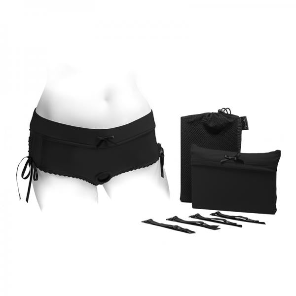 Spareparts Sasha Cinch Booty Short Harness Black Size 4xl