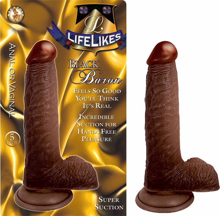 Lifelike Black Baron Dildo - Black