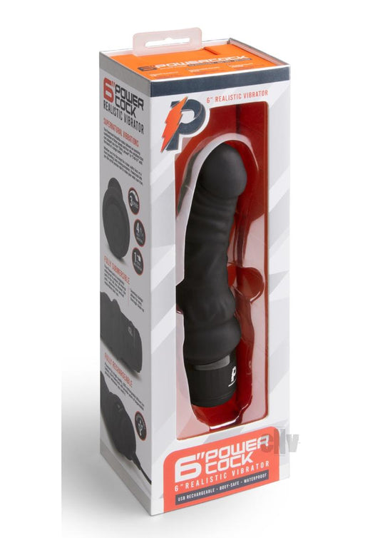 Powercocks 6 Realistic Vibrator - Black