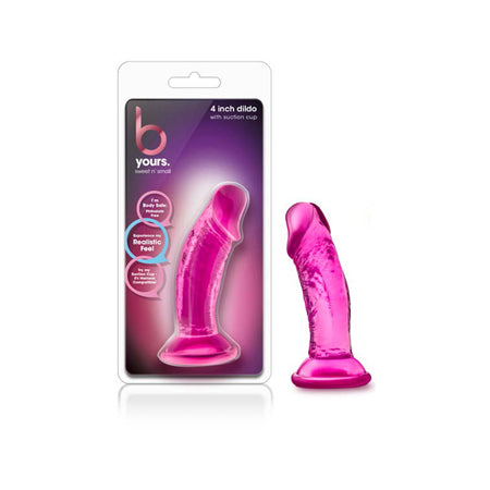 B Yours Sweet N Small 4 inch Dildo - Pink (with Suction Cup)