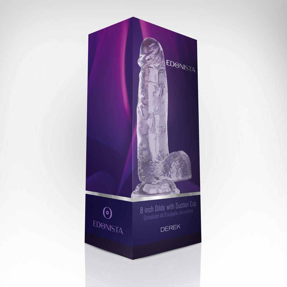 Derek 8 inch clear dildo with suction cup