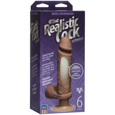 The Realistic Cock Ultraskyn Vibrating Dildo - 6 Inch - Caramel