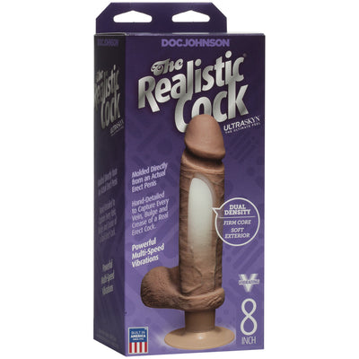 The Realistic Cock Ultraskyn Vibrating Dildo - 8 Inch - Caramel