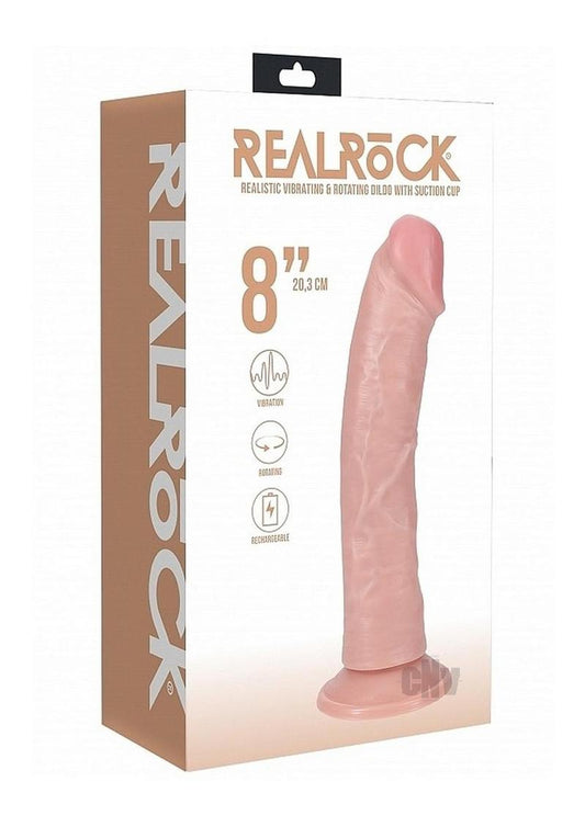 RealRock 8-Inch Rotating Vibrating Dildo - Curved - Flesh