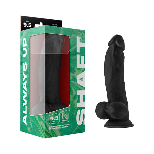 Shaft Model N Liquid Silicone Dildo with Balls - 9.5 Inch - Black