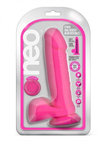 Neo Dual Density Dildo 8` Neon Pink