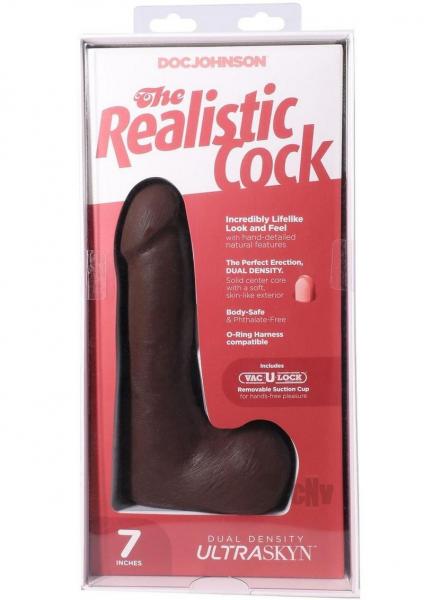 Doc Johnson The Realistic Cock 7 inch chocolate Ultraskyn dildo with balls