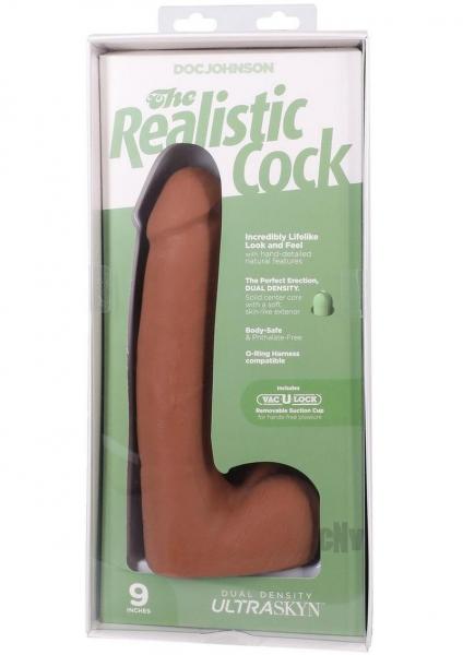 Doc Johnson The Realistic Cock 9 inch caramel Ultraskyn dildo with balls