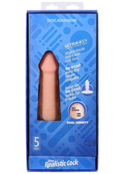 Doc Johnson The Realistic Cock 5 inch vanilla Ultraskyn Vac-U-Lock dildo