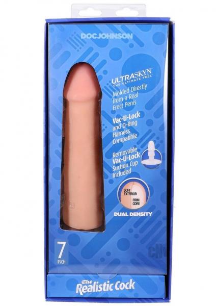 Doc Johnson The Realistic Cock 7 inch vanilla Ultraskyn Vac-U-Lock dildo