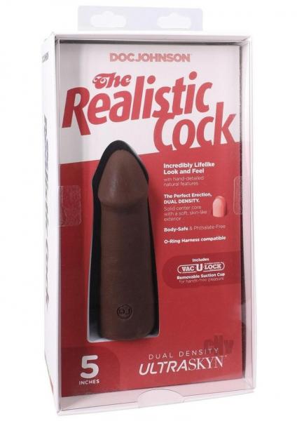 Doc Johnson The Realistic Cock 5 inch chocolate Ultraskyn Vac-U-Lock dildo