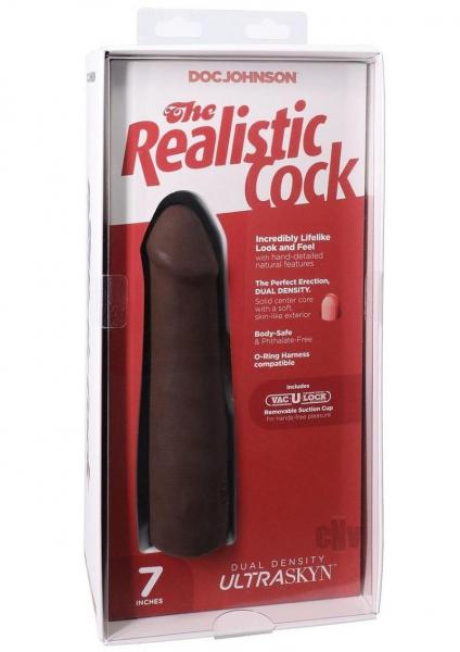 Doc Johnson The Realistic Cock 7 inch chocolate Ultraskyn Vac-U-Lock dildo