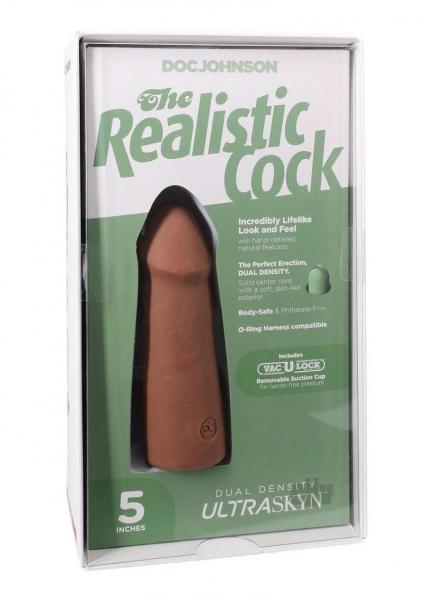 Doc Johnson The Realistic Cock 5 inch caramel Ultraskyn Vac-U-Lock dildo