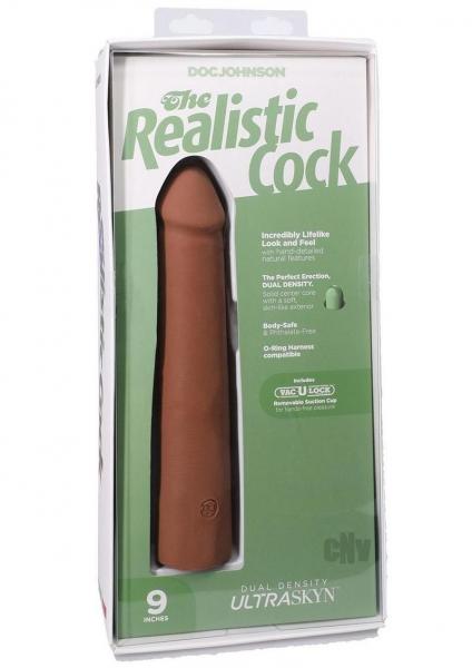 Doc Johnson The Realistic Cock 9 inch caramel Ultraskyn Vac-U-Lock dildo