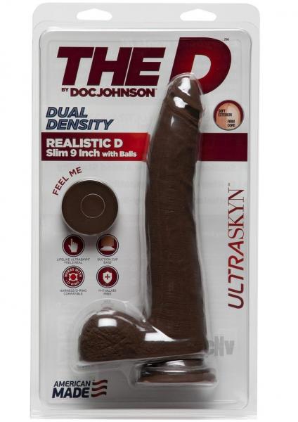 The Realistic D Slim W/balls 9 Chocolat