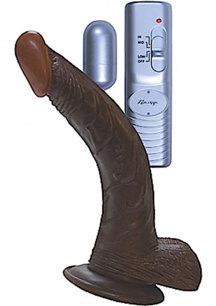 All American Whopper 8 inches Curved Vibrating Dong, Balls Brown