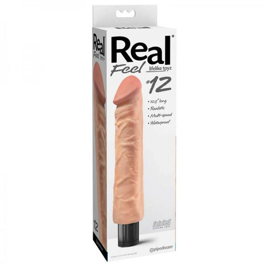 Real Feel Lifelike Toyz Number 12 Vibrating Dong Waterproof Flesh 10.5 Inch