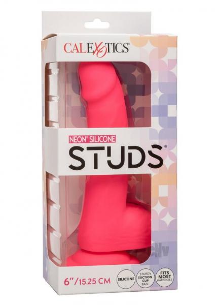 Silicone Studs 6 inch neon pink silicone dildo
