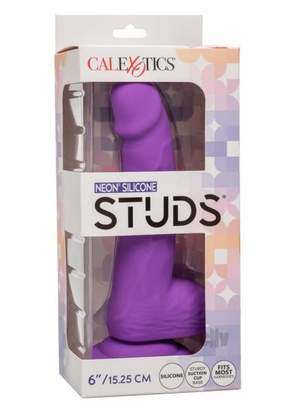 Silicone Studs 6 inch neon purple silicone dildo