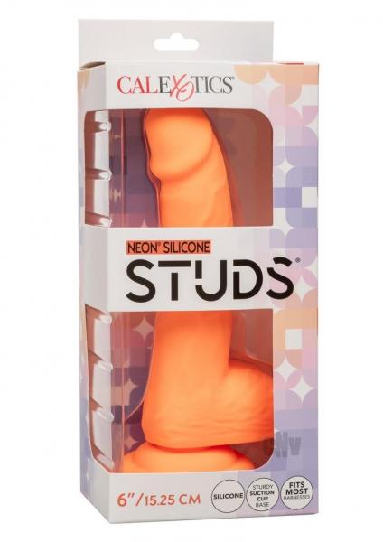 Silicone Studs 6 inch neon orange silicone dildo