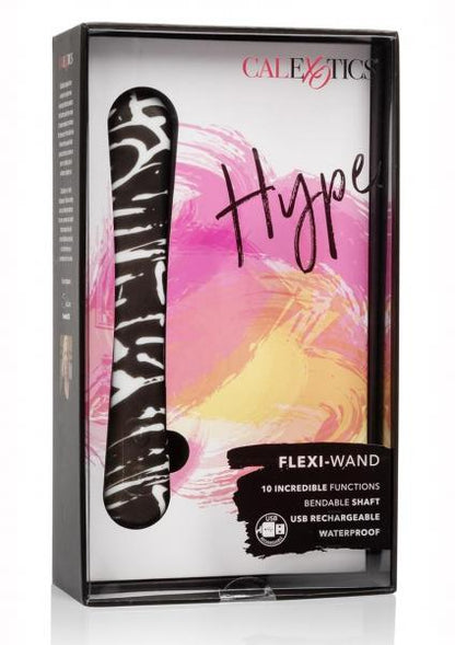 Hype Wand Vibrator - Flexible Shaft Black & White