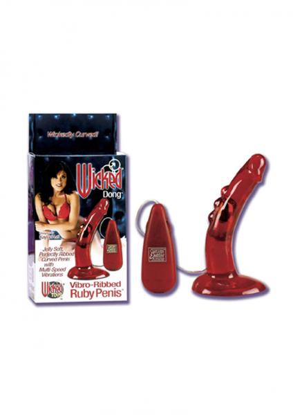 Wicked Toys Wicked Dong Vibro Ribbed Ruby Penis Red