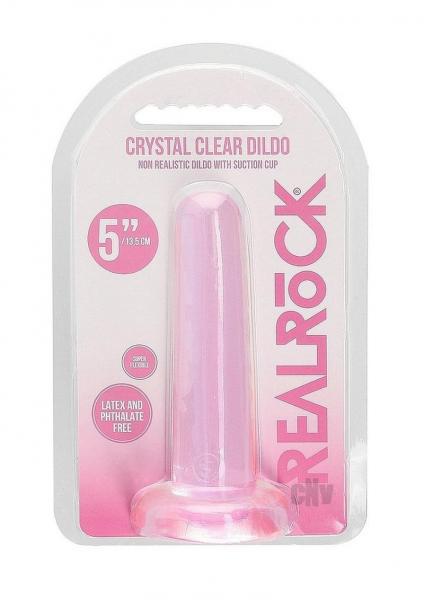 Shots RealRock Crystal Clear 5.3 inch pink non-realistic suction cup dildo