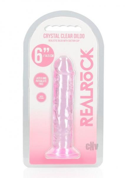 Shots RealRock Crystal Clear 6 inch pink straight dildo