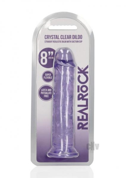 Shots RealRock Crystal Clear 8 inch purple straight dildo