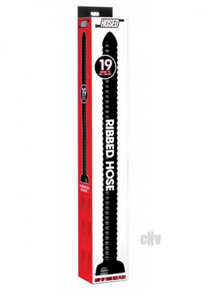 Hosed 19 Inches Ribbed Anal Snake Black Probe