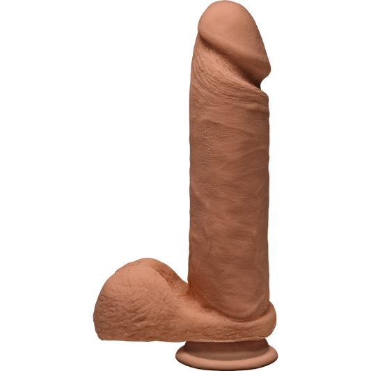 The D Perfect D 8 inches Dildo with Balls Caramel Tan