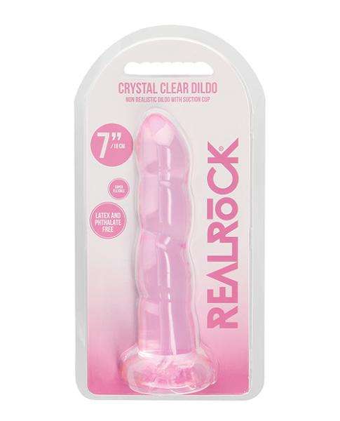 Shots Realrock Crystal Clear Non Realistic 7" Dildo  - Pink