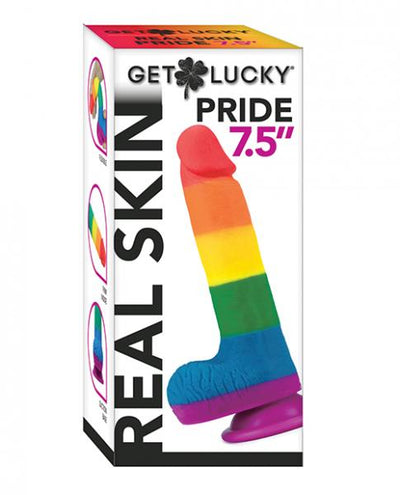 Get Lucky 7.5-inch Real Skin rainbow Pride dildo