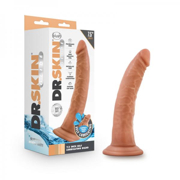 Dr. Skin Glide Self-lubricating Dildo 7.5 In. Mocha