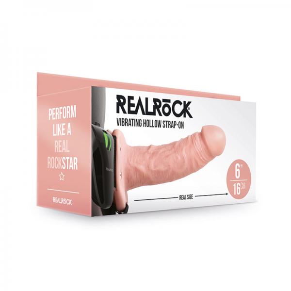 Realrock Vibrating Hollow Strap-on Without Balls 6 In. Vanilla