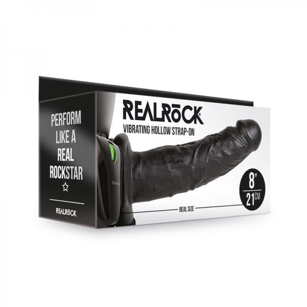 Realrock Vibrating Hollow Strap-on Without Balls 8 In. Chocolate