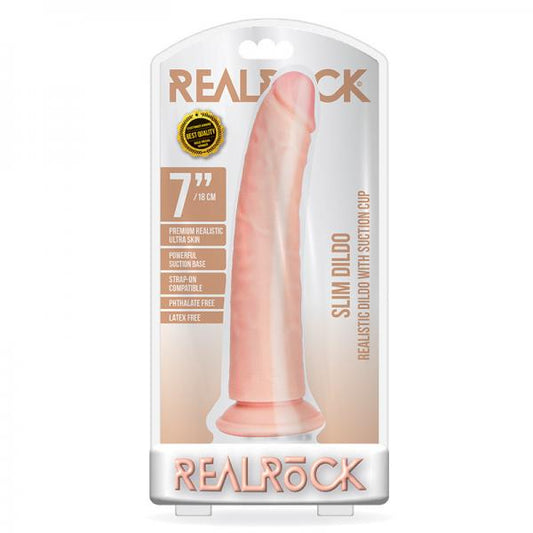 Realrock Slim Realistic Dildo With Suction Cup 7 In. Vanilla