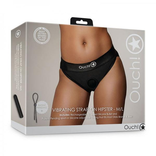 Shots Ouch! Vibrating Strap-on Hipster Black M/l