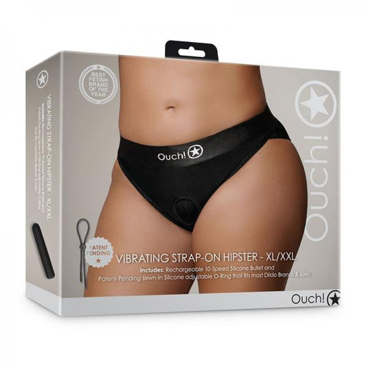 Shots Ouch! Vibrating Strap-on Hipster Black Xl/2xl