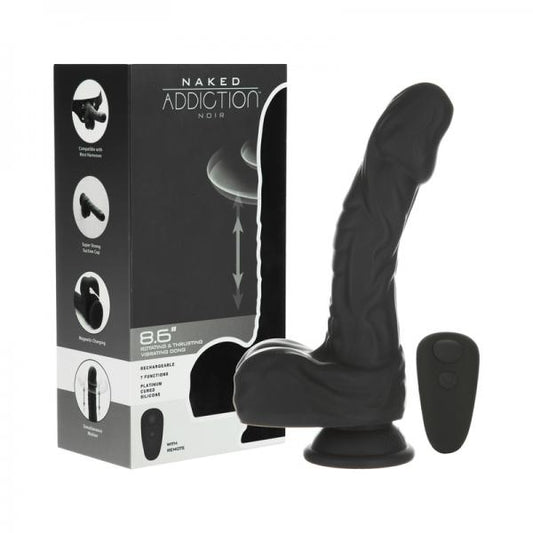 Naked Addiction Noir 8.6 In. Rotating And Thrusting Vibrating Dildo With Remote