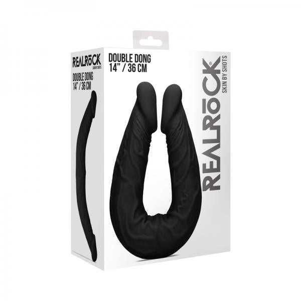 Shots RealRock Skin 14 inch black flexible double ended dildo