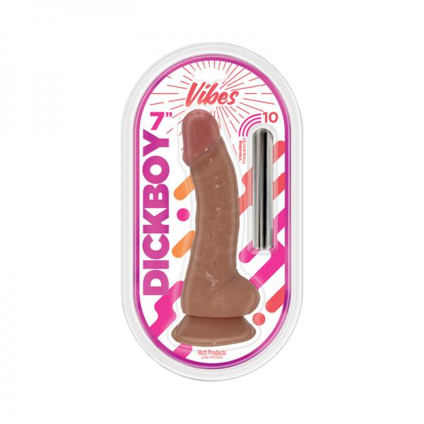 Dickboy Vibes 7 In. Dildo With Rechargeable Bullet Caramel