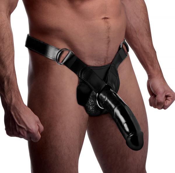 Infiltrator II Hollow Strap On With 9 Inches Dildo Black