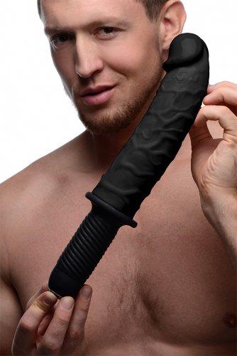 The Curved Dicktator Vibrating Giant Dildo Thruster Black